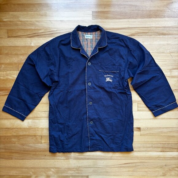 Vintage Burberrys Men’s Plaid Trim Pajama Top - L - Picture 6 of 12